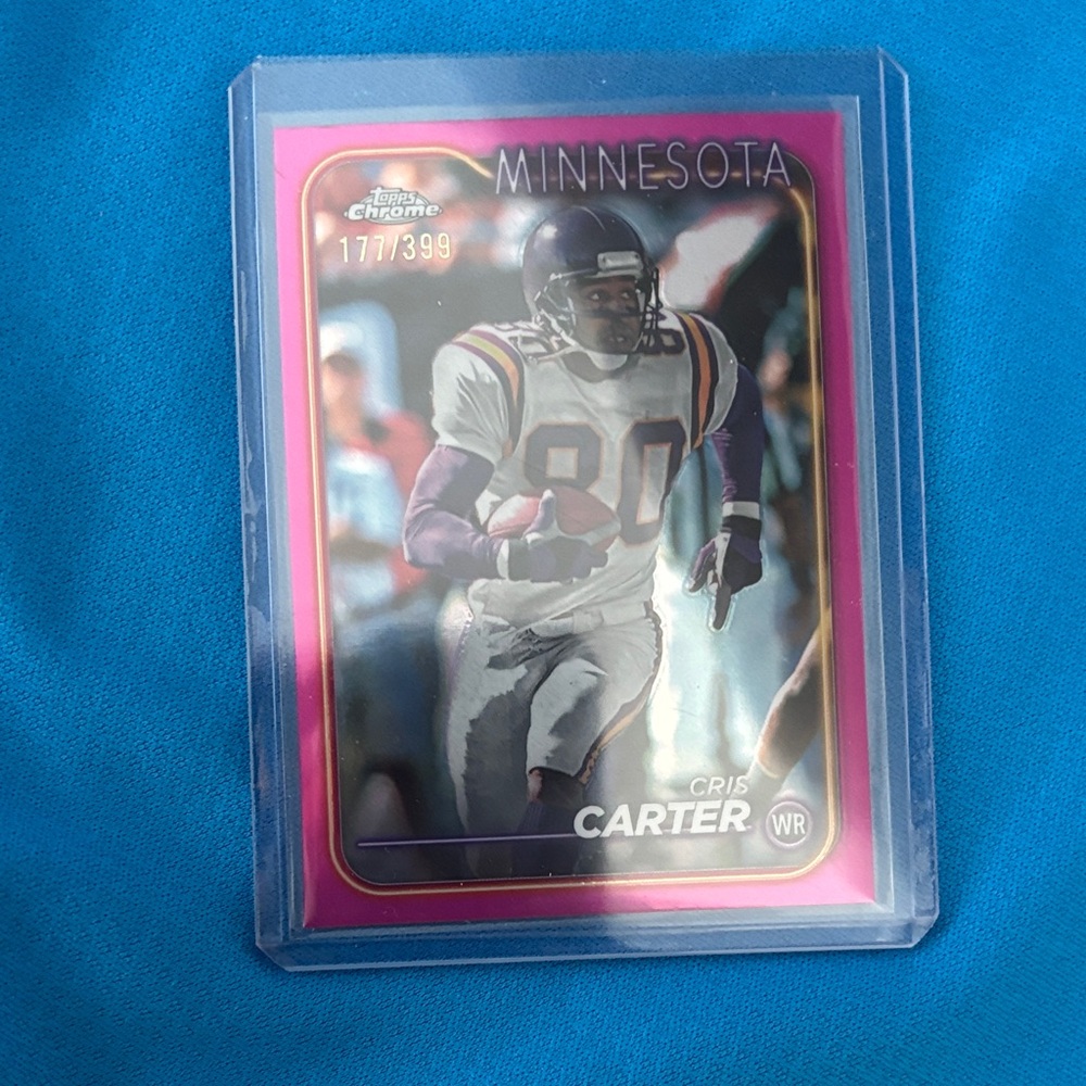 Topps Chrome Cris Carter Card with Pink Border